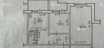 2 rooms, 63 sq. m., Internatsionalist residential complex, 41 Krichevskogo St., 135496