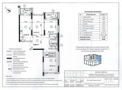 For sale in the residential complex "Medovy-1" a three-room apartment of 80 sq. m.