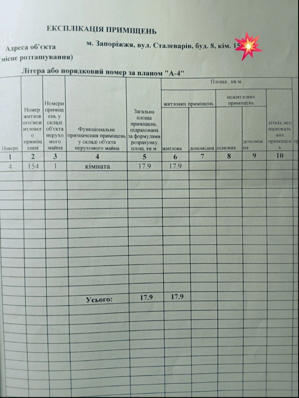 Room 17.9 m*2. Starolev 8. Available. Bargaining.