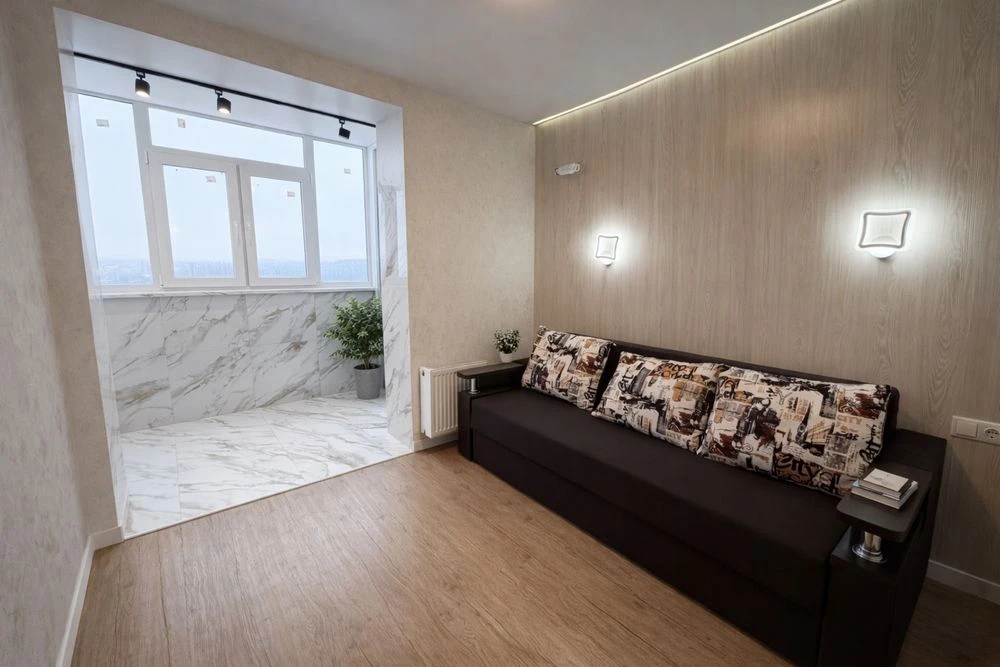 A 41 m² European-style two-room apartment with a view in a newly built building with a generator