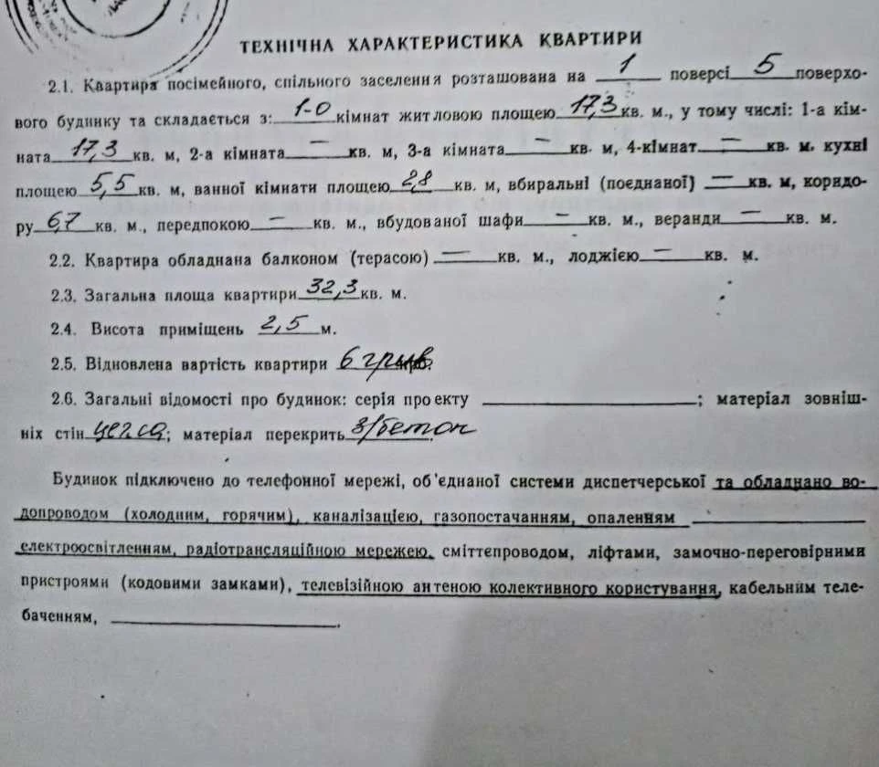 Продается однокомнатная квартира
