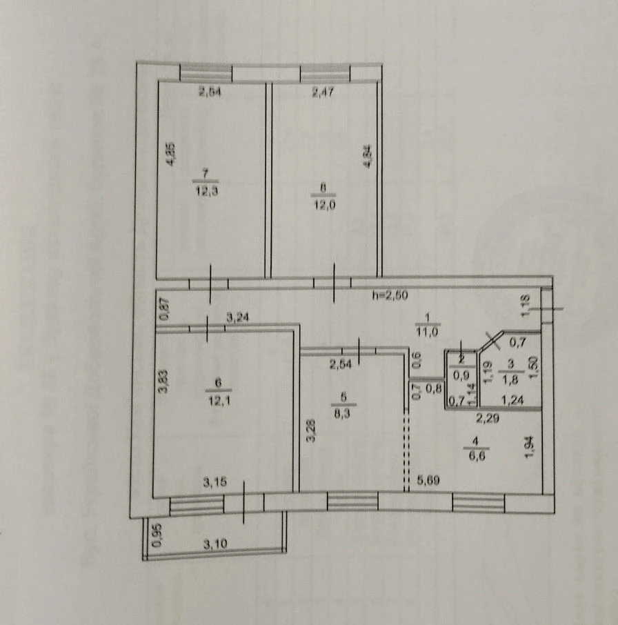 3 room apartment in the city center