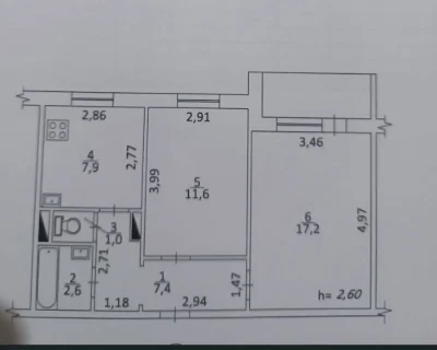 Продається 2-кімнатна квартира, Кам'янське, лівий берег, 1