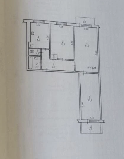 For sale 3-room apartment on Mira Avenue 33, 5th floor.