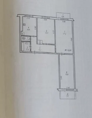 For sale 3-room apartment on Mira Avenue 33, 5th floor.