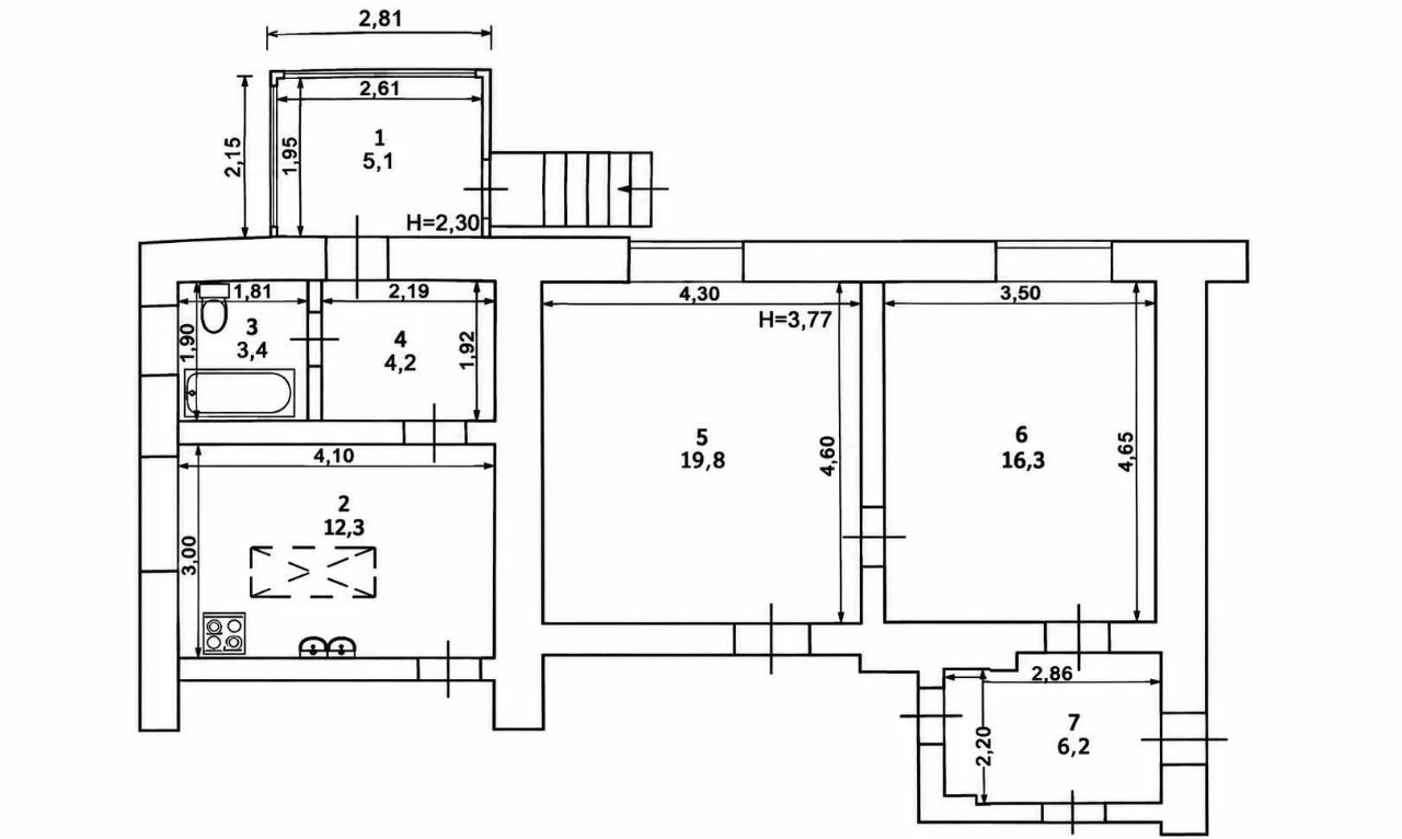 Sale of a 5-room apartment on the Ingul' River with a separate entrance and a large