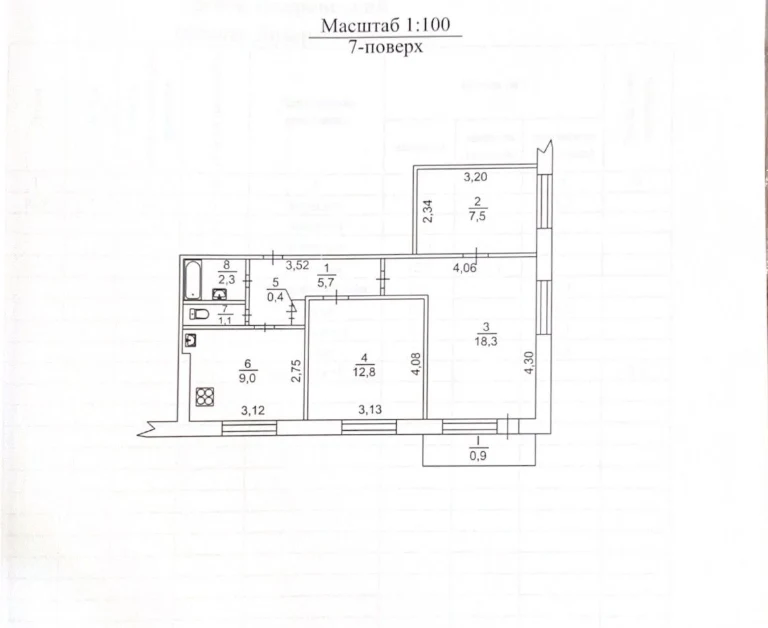 3-bedroom apartment on Zarychnyy Street