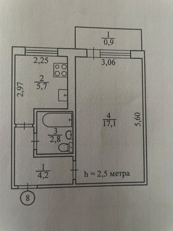 Продаю 1-комнатную квартиру в Саксаганском районе, под ремонт