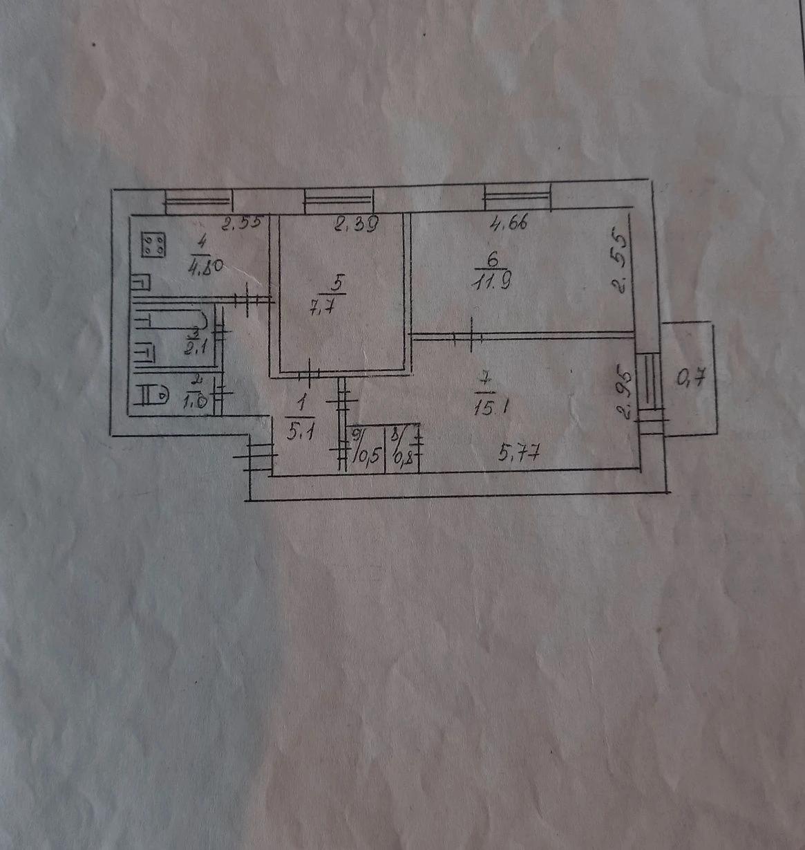 КРЭС продается 3 квартира.
