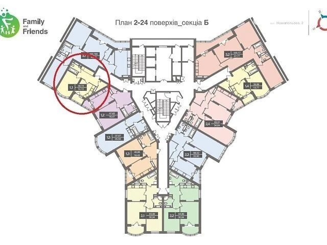 Sale of 1-room apartment 40.6 sq. m. on Novopolyova st. • ID 34582