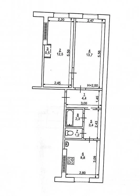 Sale of 2-room apartment on 5 Zarichne
