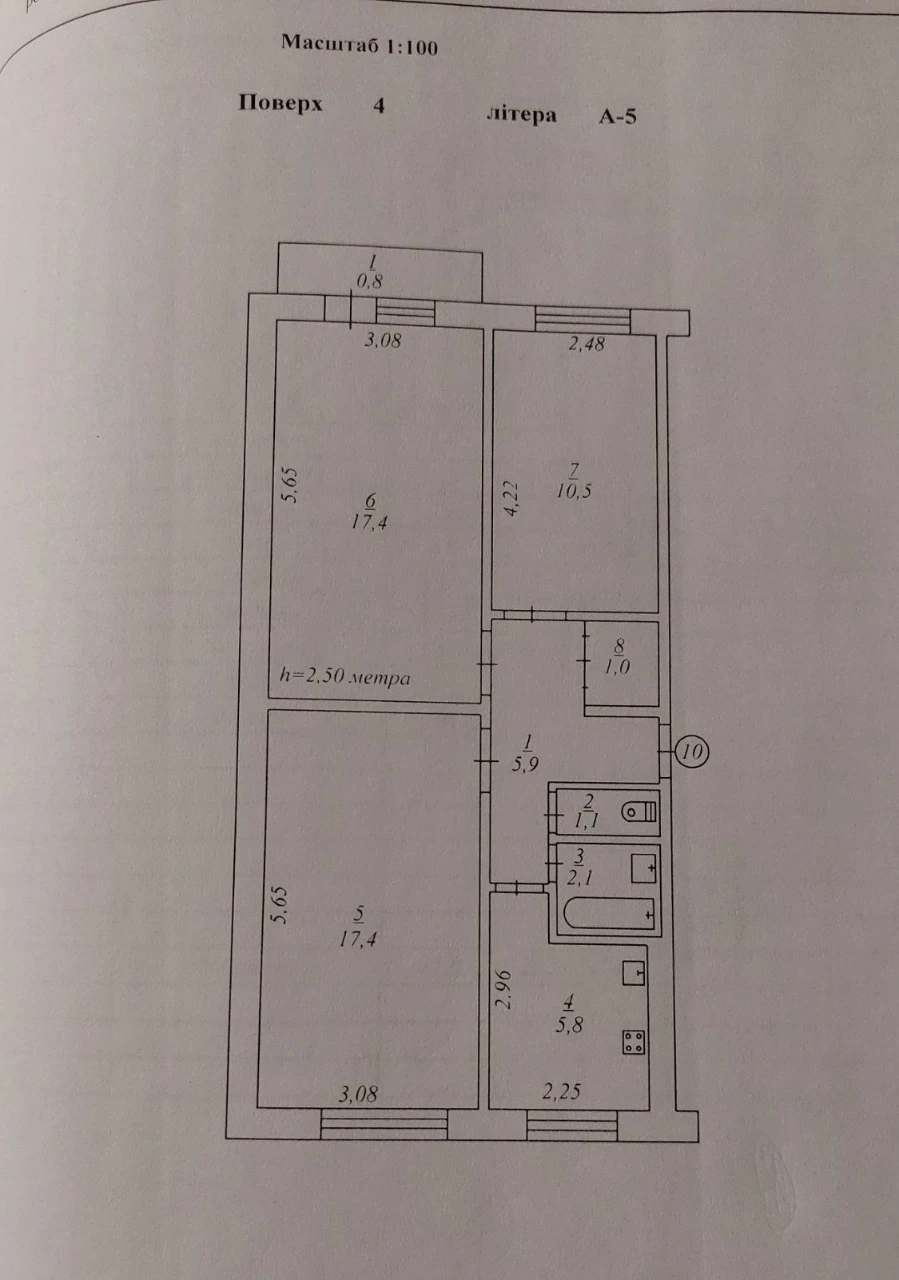 Three-bedroom apartment on Karbyshev Street 9