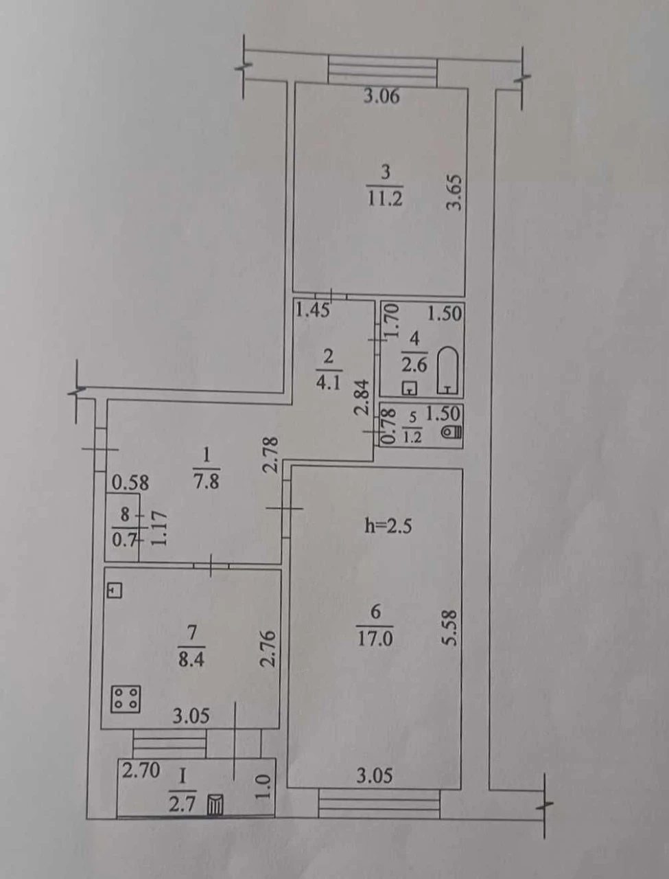 2-room apartment 55.7 sq m with individual heating | Sine