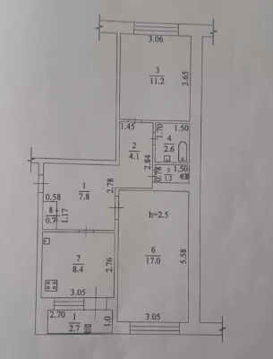 2-room apartment 55.7 sq m with individual heating | Sine