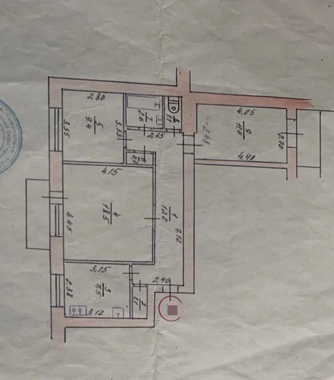 Продажа 3-комнатной квартиры, район больницы, 2 этаж