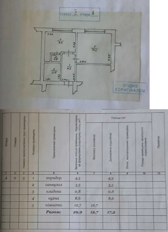 ПРОДАЖ ОДНОКІМНАТНОЇ КВАРТИРИ на 2 ПОВЕРСІ, 29.9 кв.м., інди