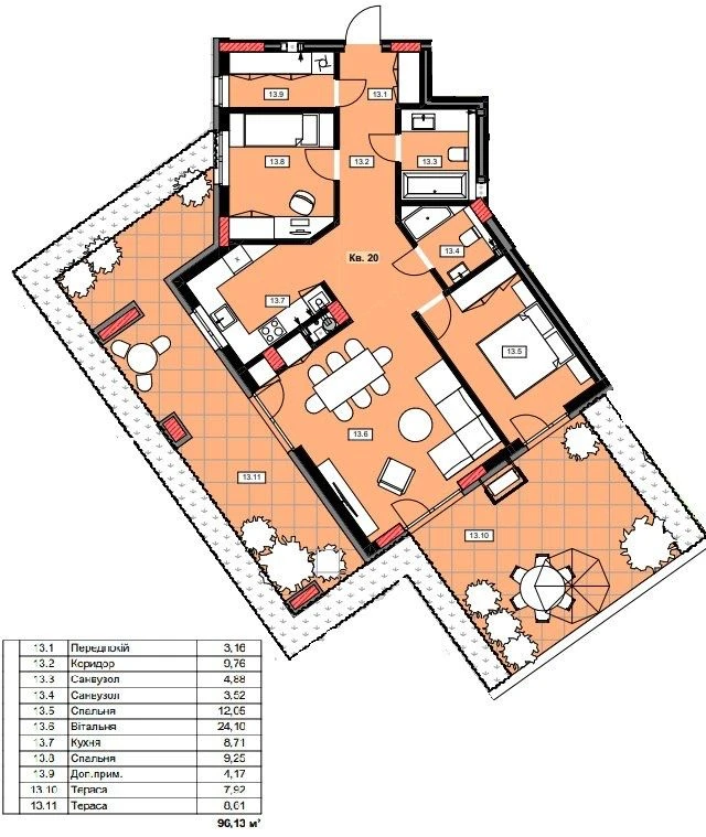 Apartment in Central Park (Second Construction Phase) - 96.13 m² | 2 bedrooms