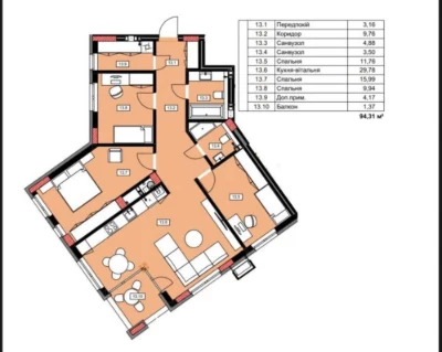 Spacious Family Apartment 94 m² | 3 Bedrooms | 2 Bathrooms | Cen