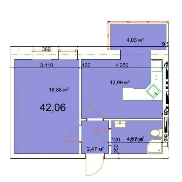 Продається 1 кім квартира ,42.06 м.кв ,м.Калуш(Епіцентр), ро