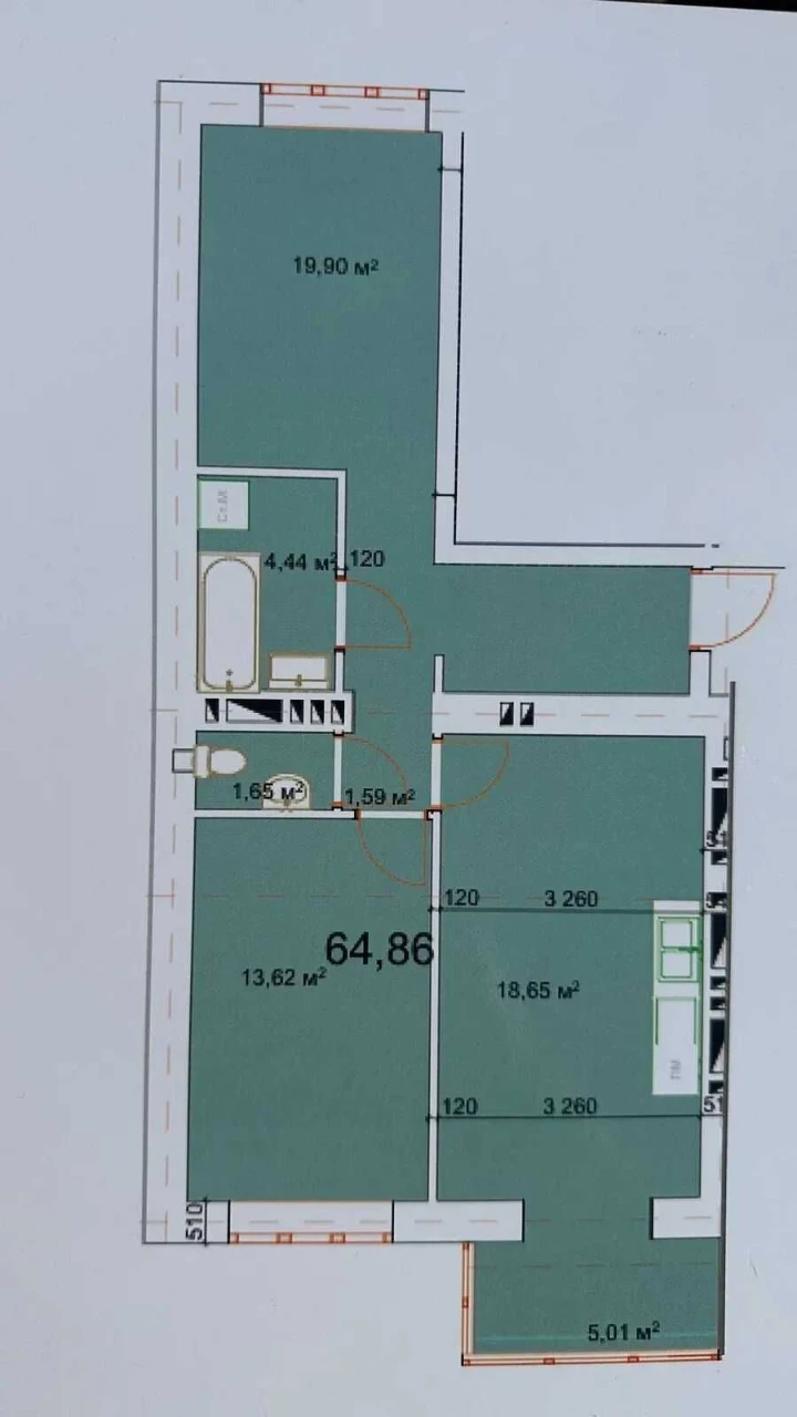 Sale of a spacious, bright 2-bedroom apartment with views