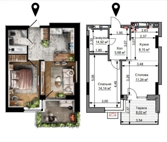 Apartment for sale in a new building in the city center in Central Park residential complex