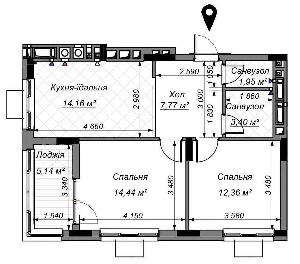 Продаж 2-кімнатної квартири, новобудова ЖК TWINS RESIDENCE Б