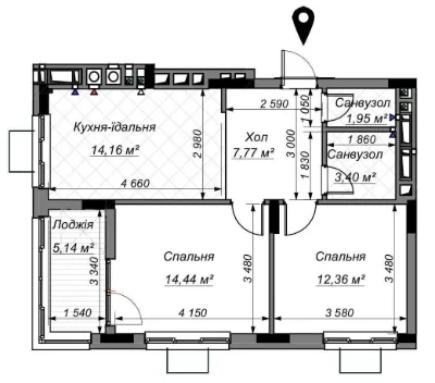 Продаж 2-кімнатної квартири, новобудова ЖК TWINS RESIDENCE Б