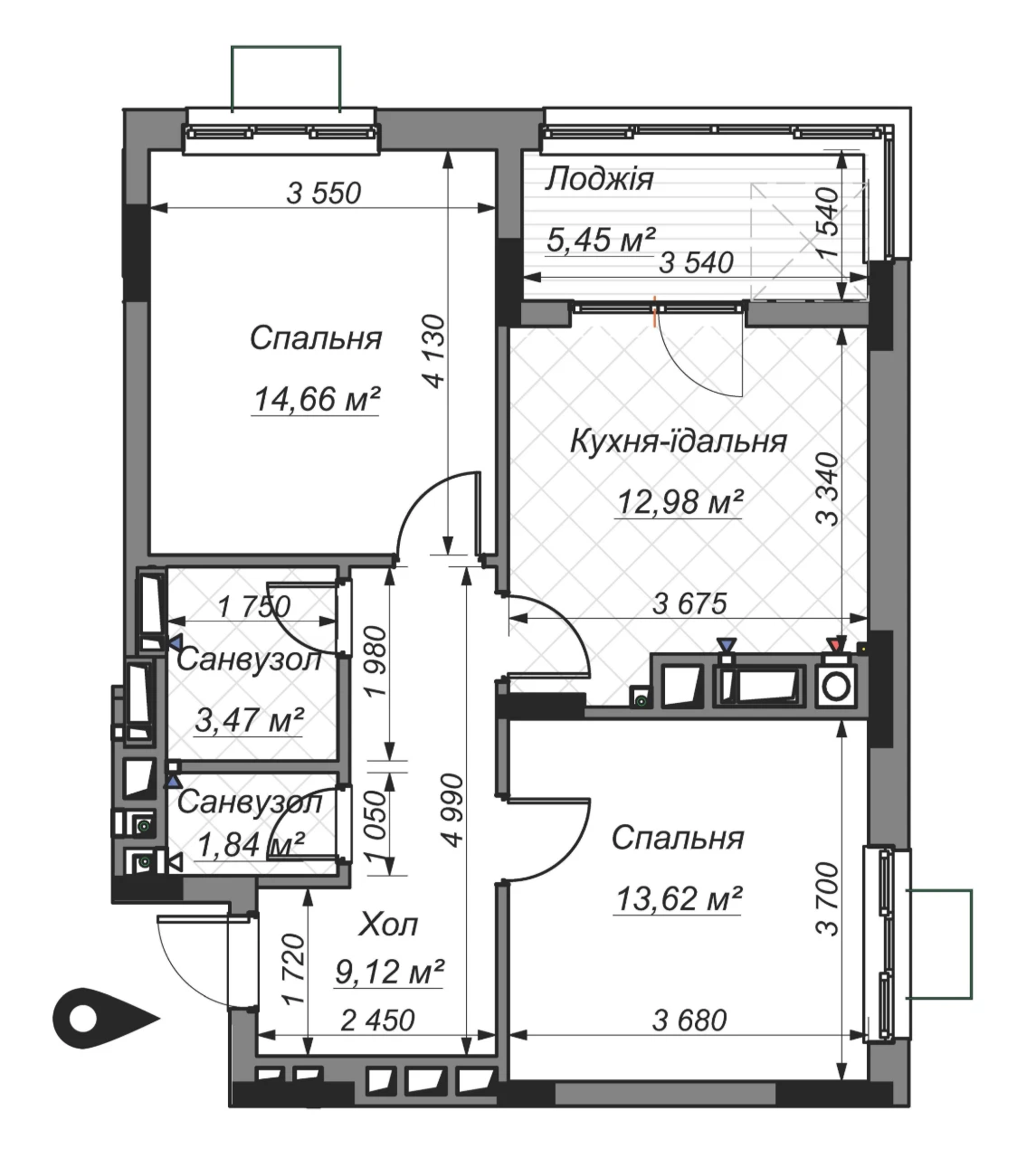 Продаж 2-кімнатної квартири, новобудова ЖК TWINS RESIDENCE Б