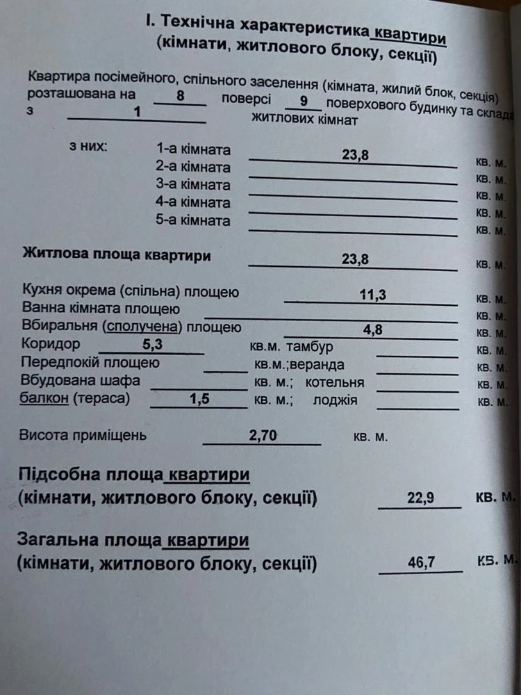 Продаж 1 кімнатної квартири