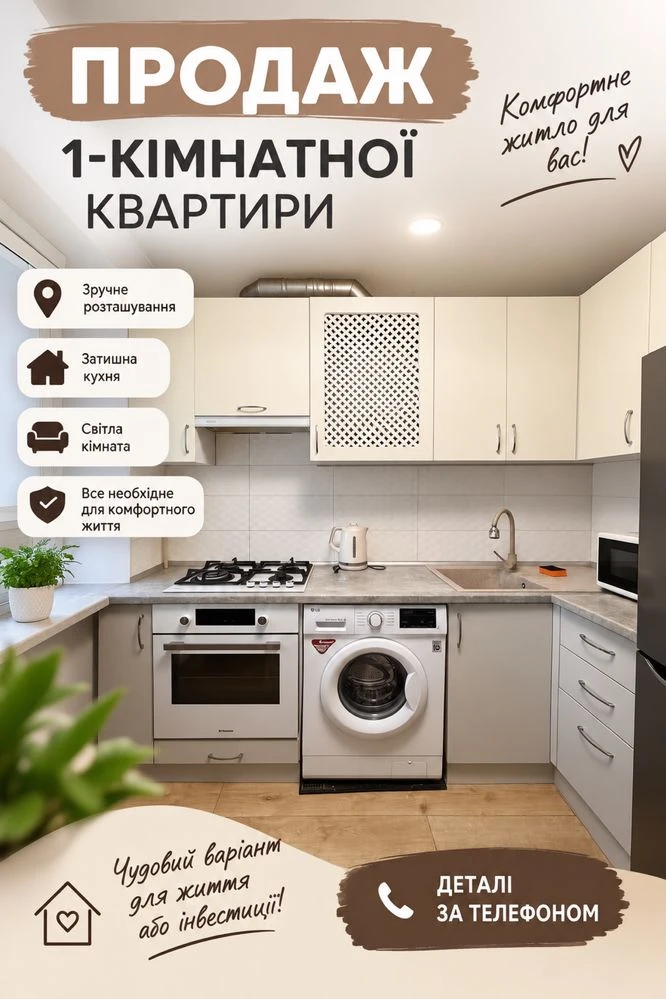 Продается 1-комнатная квартира
