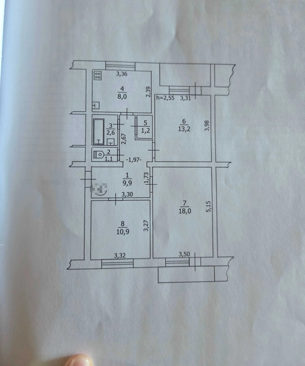 Продажа 3-комнатной квартиры, 2 этаж, документы, чеки