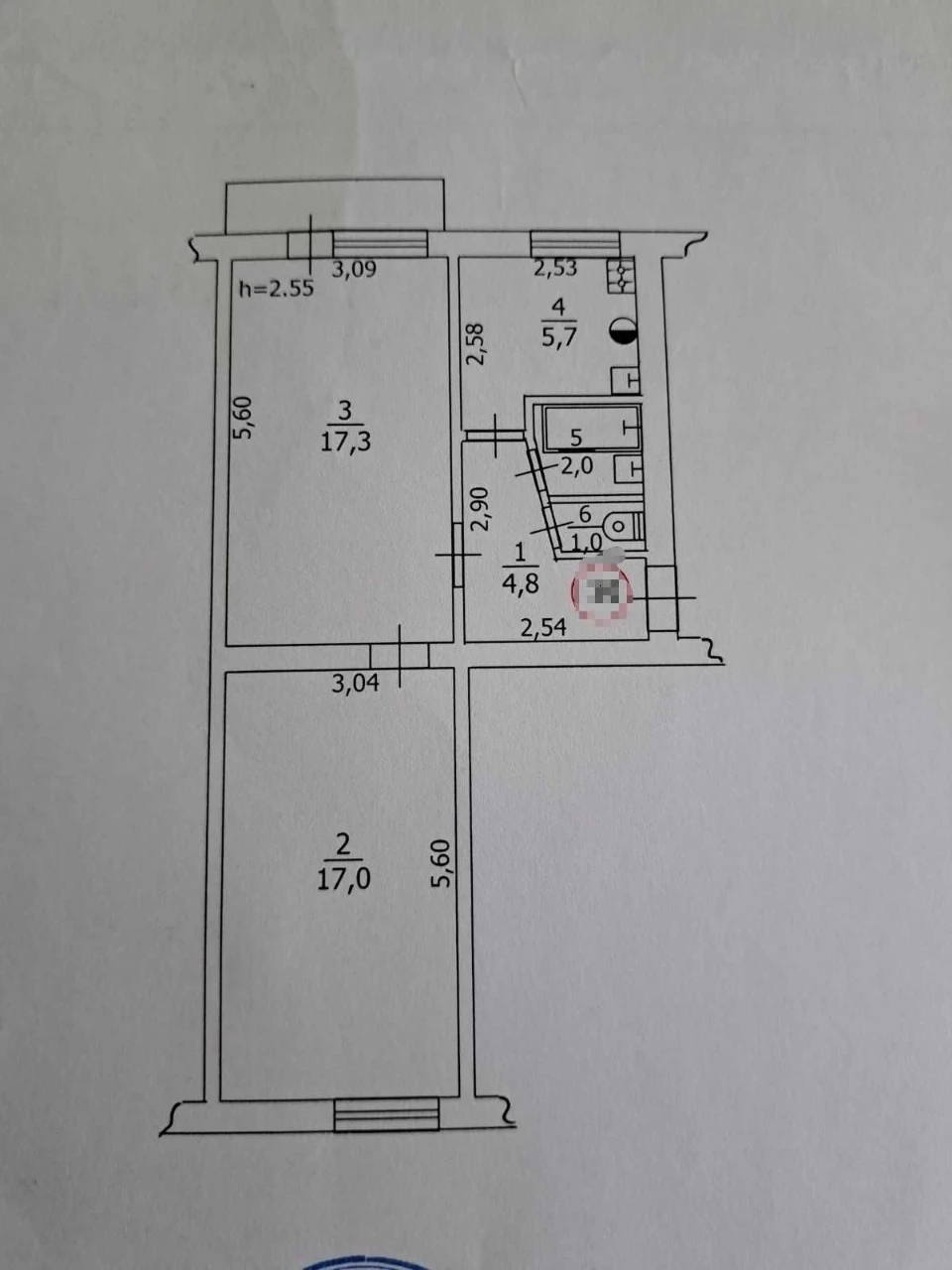 Продається 2-кімнатна квартира, житловий стан