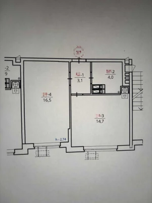 ЖК "Графіт", 2 этаж, 1-комнатная квартира с газовым котлом