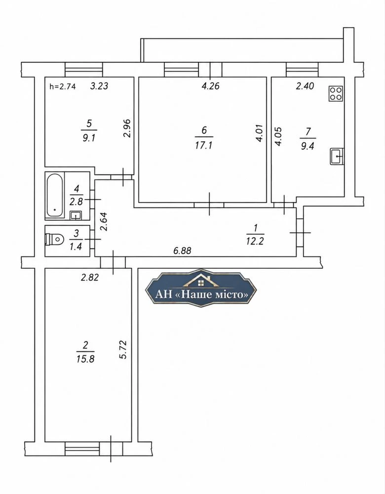 Продаж 3-кв Бабкіна  67,8 кв.м р-н АЕРОМОЛА  м. Бориспіль (Д