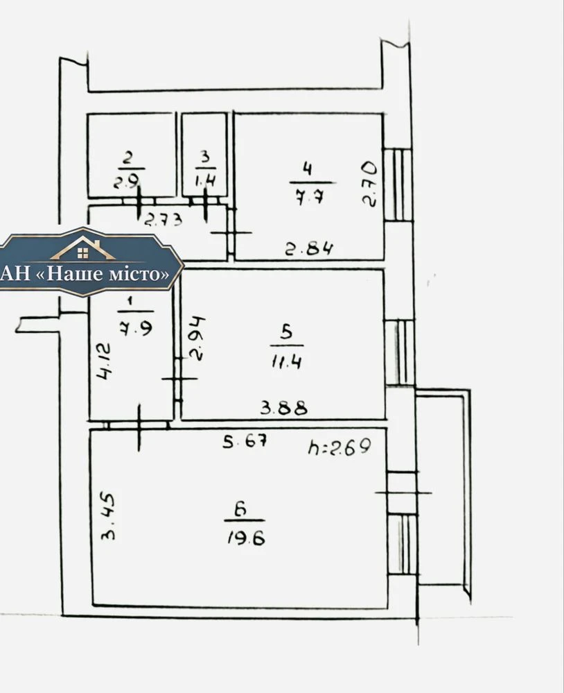 Sale of 2-room apartment at Babkina st. 12, 52 sq.m, 4/9 floor, good condition