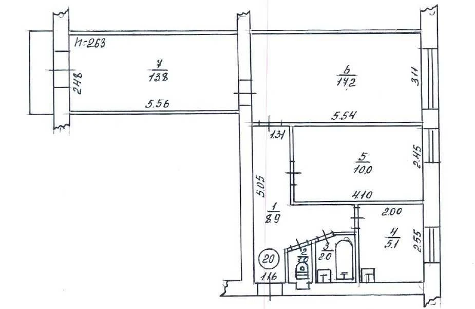 Продаж 3-кімнатній квартири (59 м²) в м. Бориспіль, вул. Завокзальна, 7А