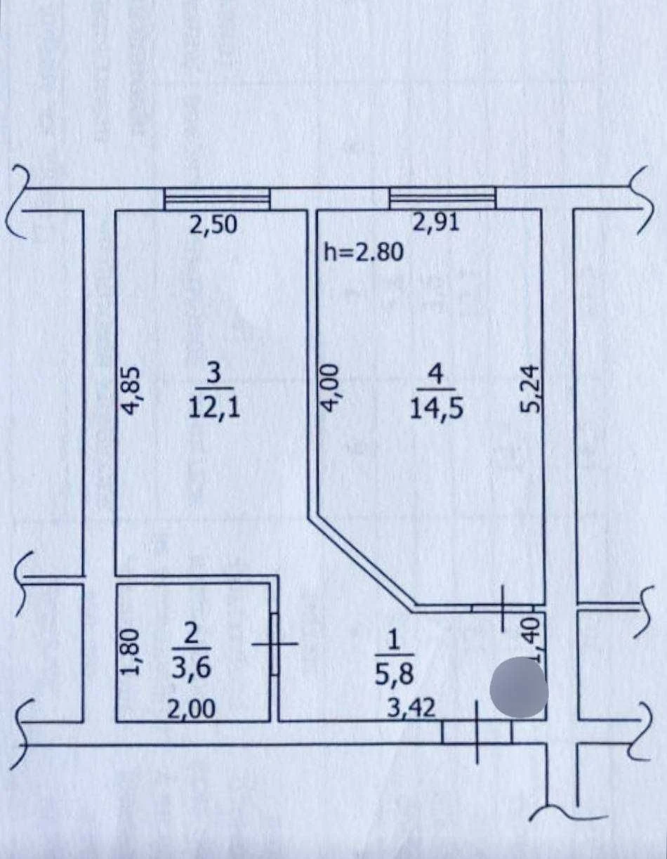 Продажа 1-комнатной квартиры 36,5 кв.м под чистовую с материалами - газ