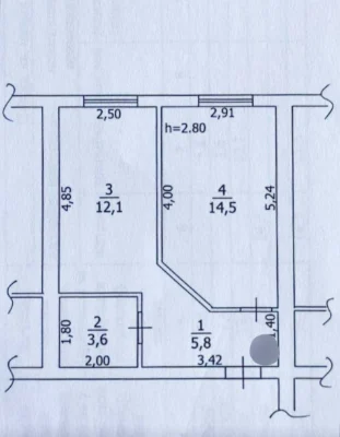 Продажа 1-комнатной квартиры 36,5 кв.м под чистовую с материалами - газ