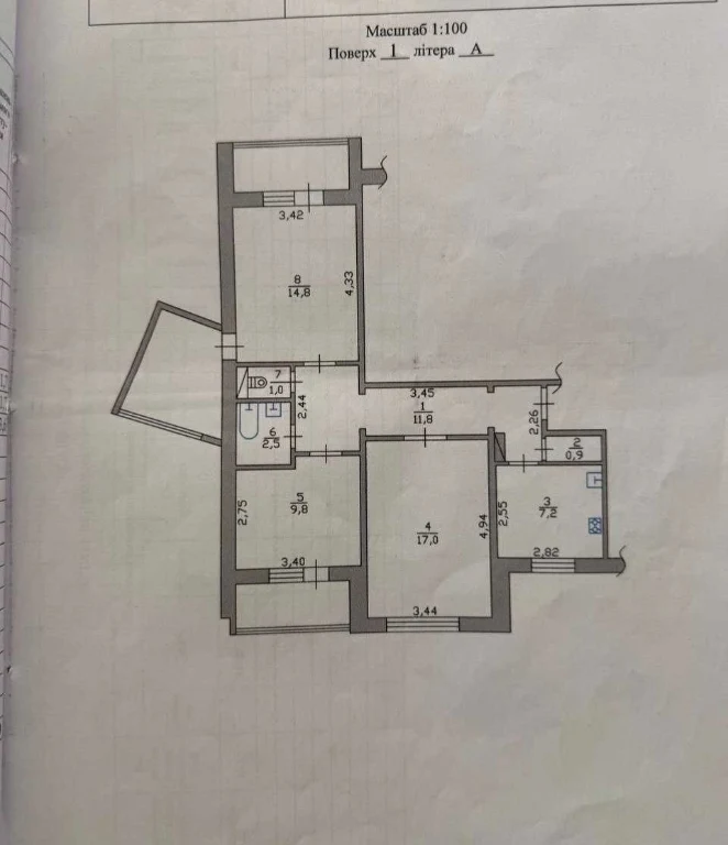 Urgent sale of a 3-bedroom apartment, 72 sq. m, Black Zaporozhets Street