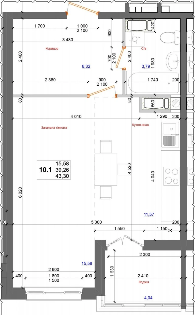 1-room apartment in Atlant complex, Metallurgiv 35, E-renovation
