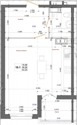 1-room apartment in Atlant complex, Metallurgiv 35, E-renovation