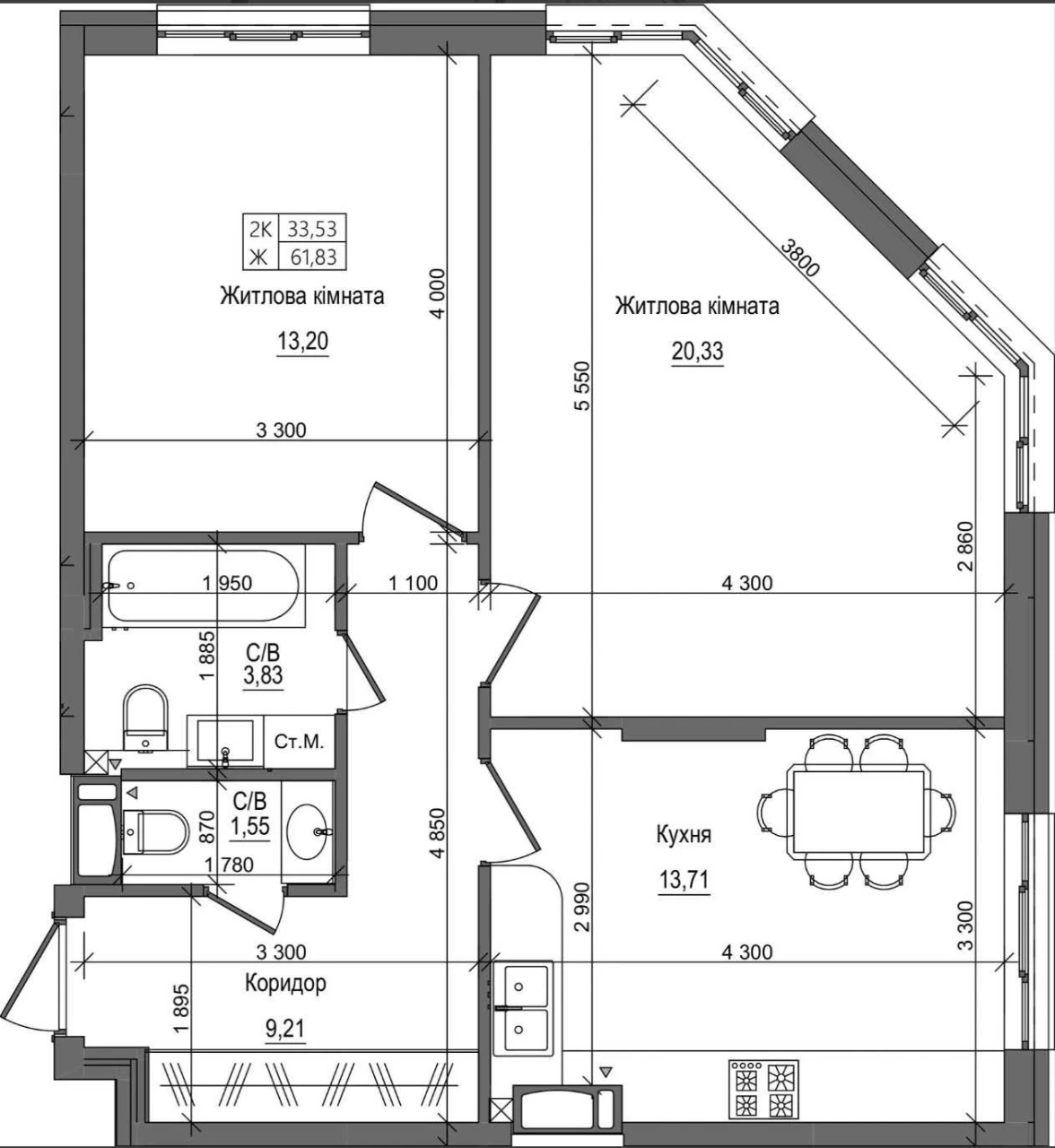 2-bedroom apartment in the Comfort Class ЖК Петлюри, 28 near the TРЦ T