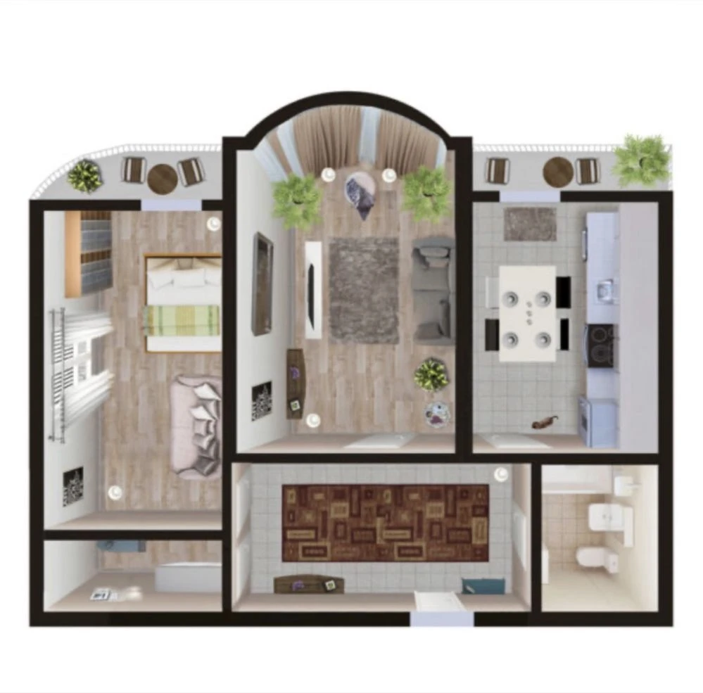 Sale of a 1-bedroom apartment with a lake view and individual gas