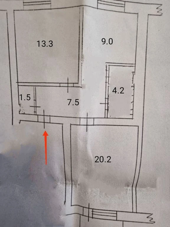 2-room apartment 56 sq m, 2nd floor, Gas, Laundry room