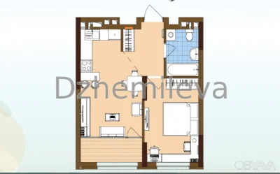 1-room apartment, 44 sq.m.