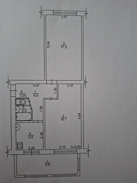 Sale of a 2-bedroom apartment