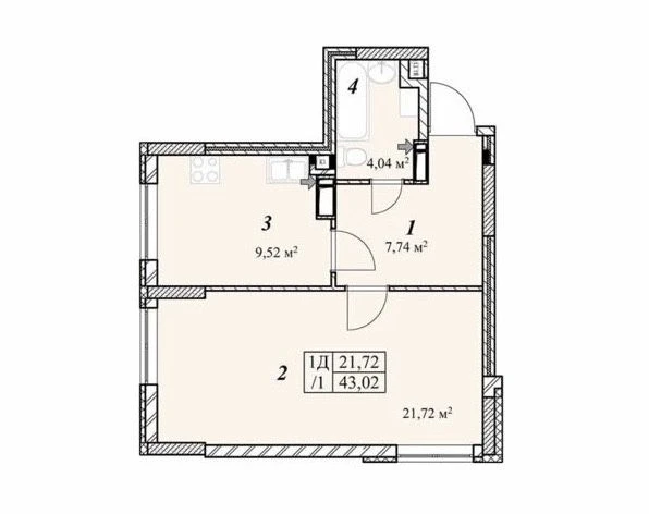 Продам 1-кімнатну квартиру 43 м², 1 поверх | ЖК «Зіркова Вежа», Виш