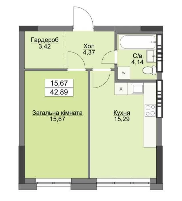 Продажа 1-комнатной квартиры в ЖК "Вишгород Плаза"