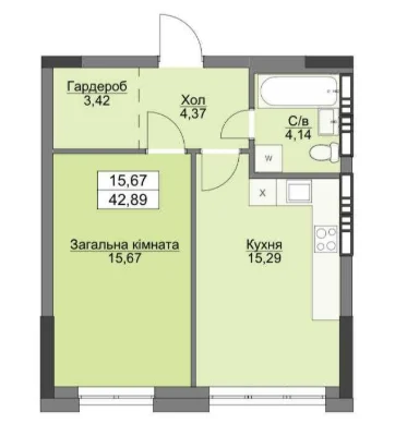 Продажа 1-комнатной квартиры в ЖК "Вишгород Плаза"