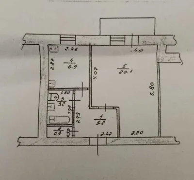 Vyzhhorod, Sholudenska st. 6, 1 room apartment 37 sq.m
